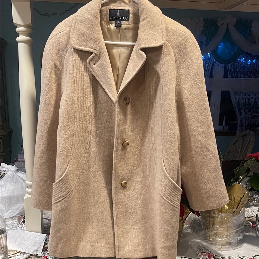 London Fog Women’s Tan Heather Coat Jacket Wool Blend